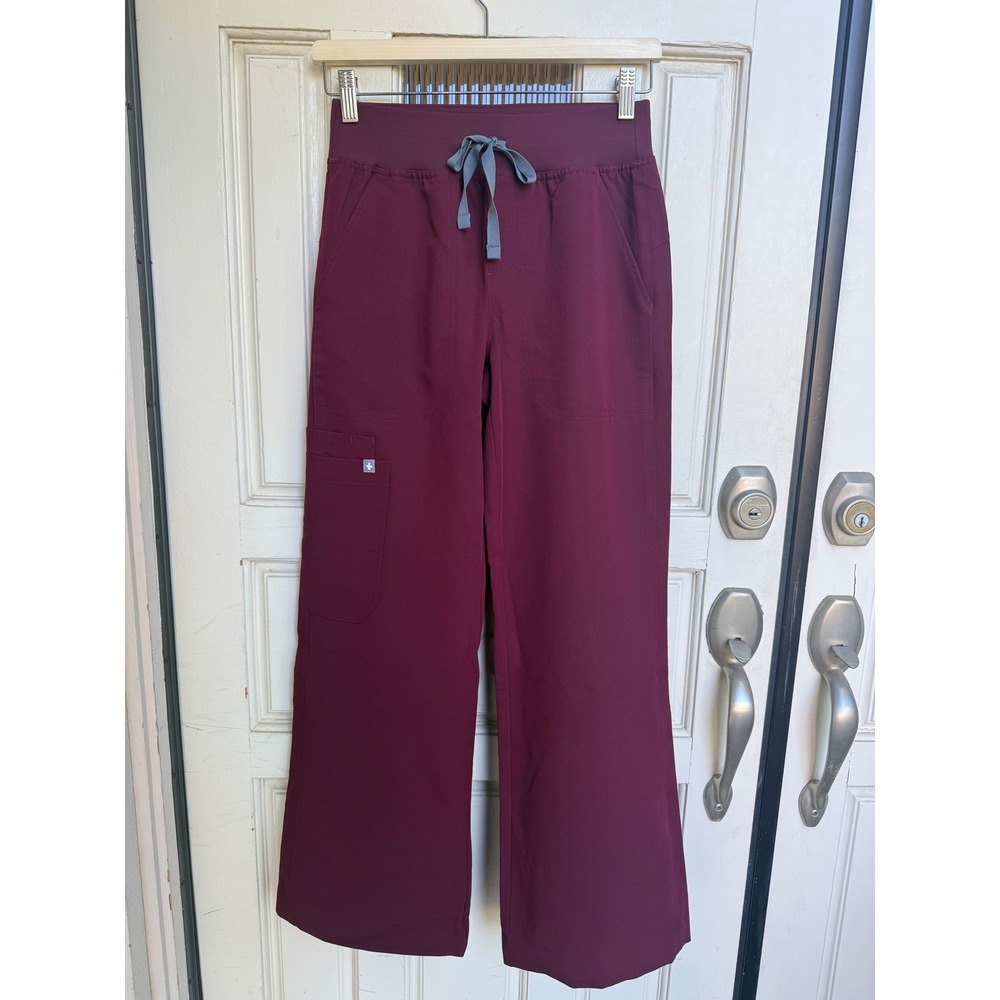 FIGS Isabel High Waisted Wide Leg Scrub Pants Burgundy Size XXSP 1001567P New